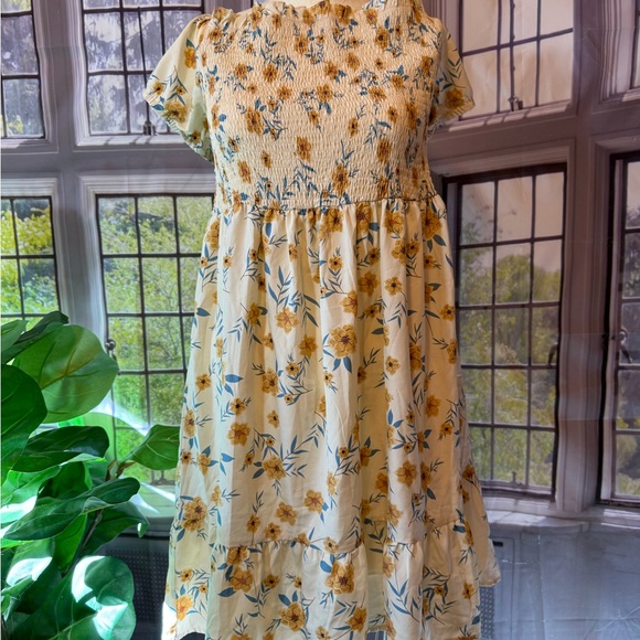 Leasty Curve Dresses & Skirts - Leasty Curve 3X Floral Yellow Smocked Sunflowers Summer Spring Dress